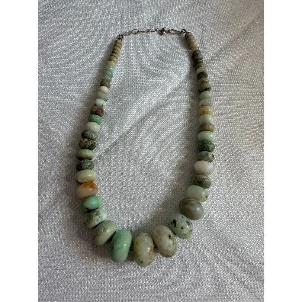 Jay King Mine Finds Sterling Silver Chrysoprase Bead Necklace